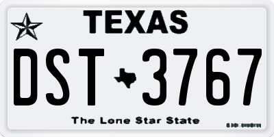 TX license plate DST3767