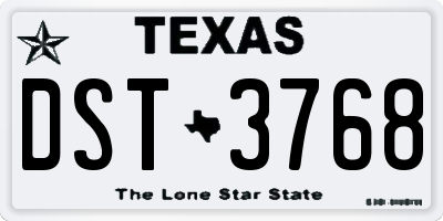 TX license plate DST3768