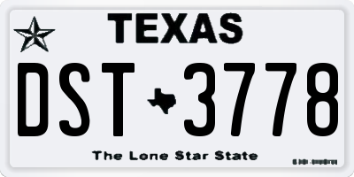 TX license plate DST3778