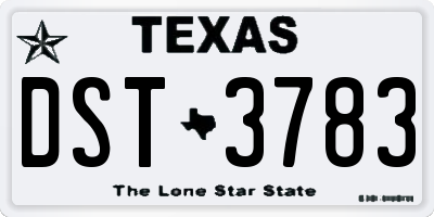 TX license plate DST3783