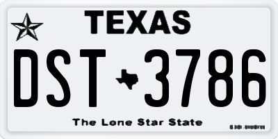 TX license plate DST3786