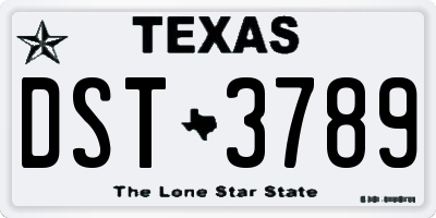 TX license plate DST3789