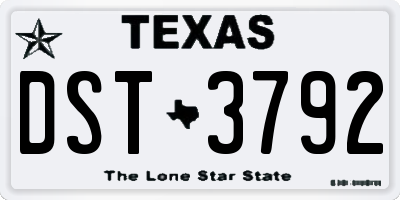 TX license plate DST3792