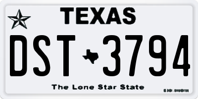 TX license plate DST3794