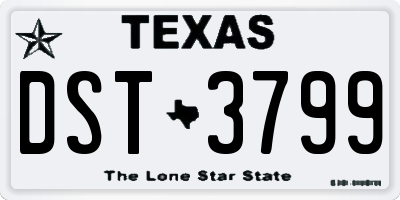 TX license plate DST3799