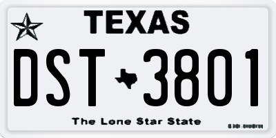 TX license plate DST3801