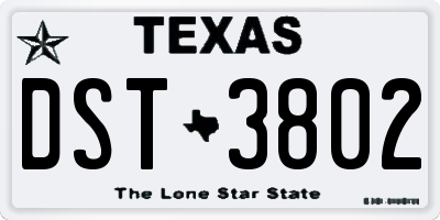TX license plate DST3802