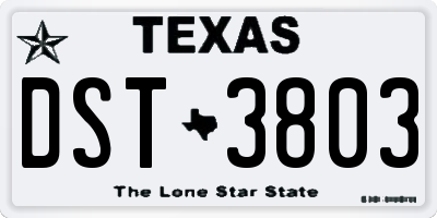 TX license plate DST3803