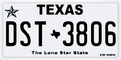 TX license plate DST3806