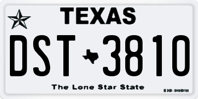 TX license plate DST3810