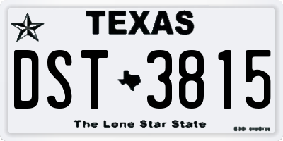 TX license plate DST3815