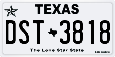 TX license plate DST3818