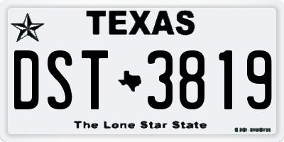 TX license plate DST3819