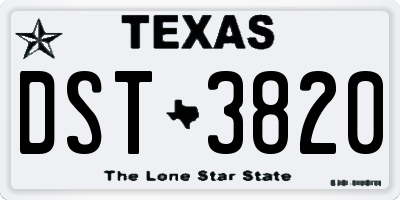 TX license plate DST3820