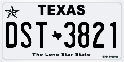 TX license plate DST3821