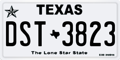 TX license plate DST3823