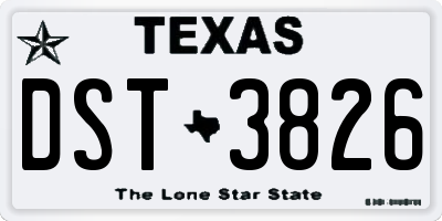 TX license plate DST3826