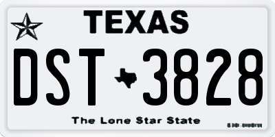 TX license plate DST3828
