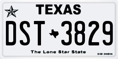 TX license plate DST3829