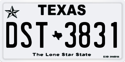 TX license plate DST3831