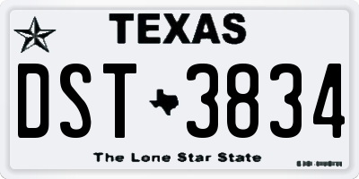 TX license plate DST3834