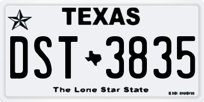 TX license plate DST3835