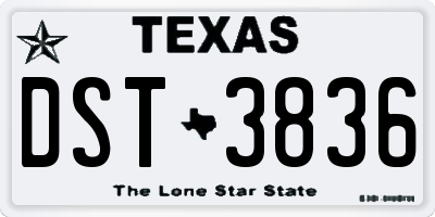 TX license plate DST3836