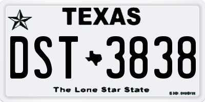 TX license plate DST3838