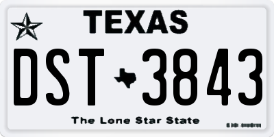 TX license plate DST3843