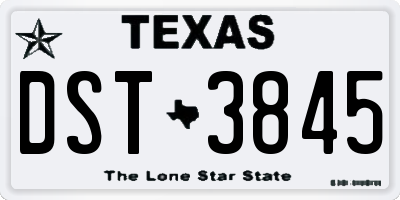 TX license plate DST3845