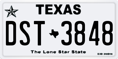 TX license plate DST3848