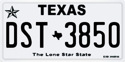 TX license plate DST3850