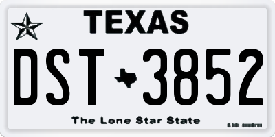 TX license plate DST3852