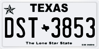 TX license plate DST3853