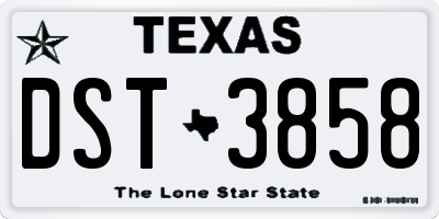TX license plate DST3858