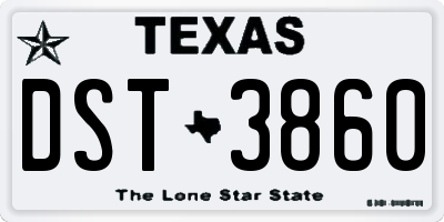 TX license plate DST3860