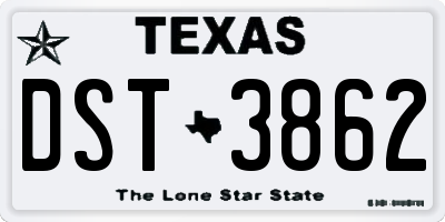 TX license plate DST3862