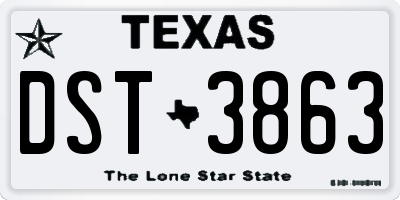 TX license plate DST3863