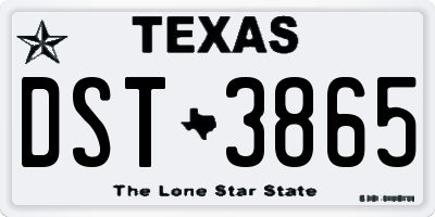 TX license plate DST3865
