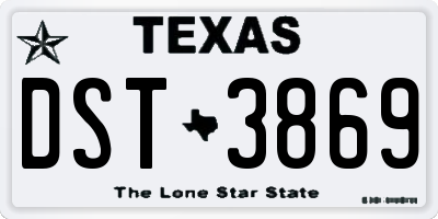 TX license plate DST3869