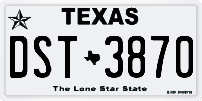 TX license plate DST3870