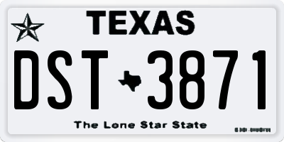 TX license plate DST3871