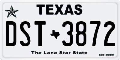 TX license plate DST3872