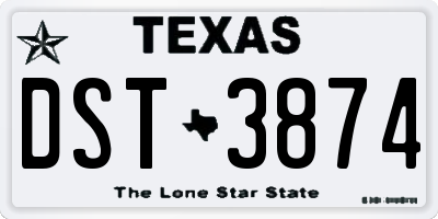 TX license plate DST3874
