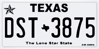 TX license plate DST3875