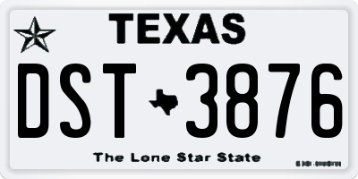 TX license plate DST3876