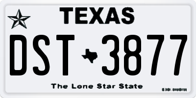 TX license plate DST3877