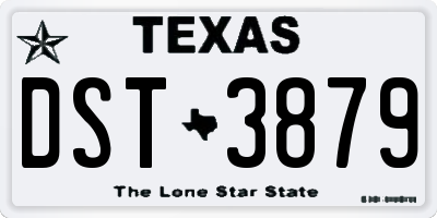 TX license plate DST3879