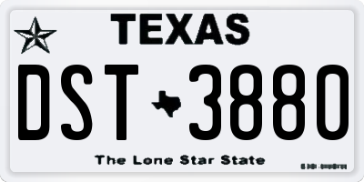 TX license plate DST3880