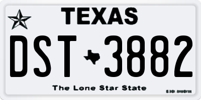 TX license plate DST3882